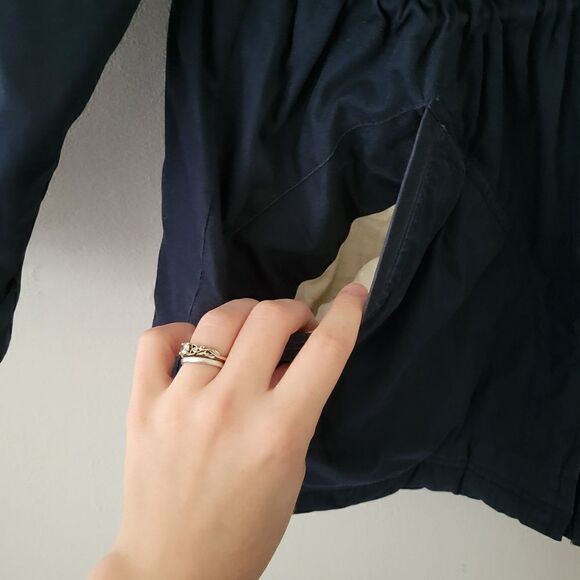 London Fog Navy Blue Coat Corduroy Collar Fleece Medium - Picture 5 of 11